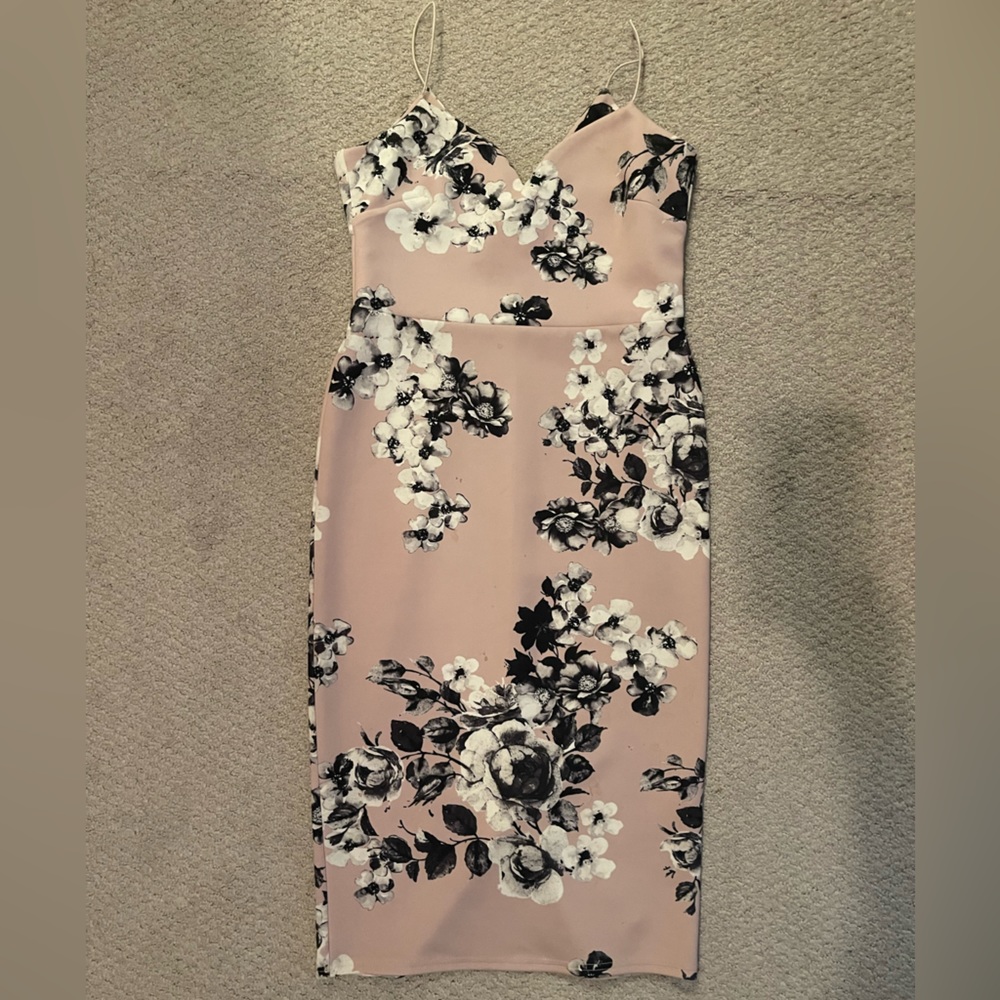 ASOS scuba pink floral body con dress